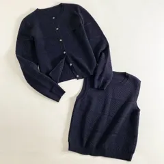 88j2 FOXEY フォクシー Aria アリア Twin Knit アンサンブル カーディガン ノースリーブトップ 42089 40 ミッドナイトブルー 日本製のサムネイル