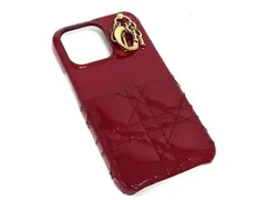 ■美品■ ChristianDior ディオール レディディオール カナージュ パテント iPhone13 Pro 対応 アイフォンケース  ボルドー系 BM9488