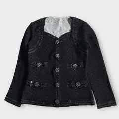 ●美品●　ノコオーノ　プリーツ　ノーカラージャケット　スパンコール　フリル　42 ○美品○ ノコオーノ プリーツ ノーカラージャケット