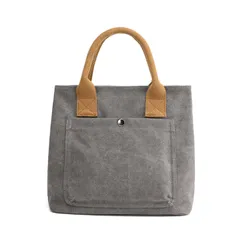 B02.グレー.ｔ [Wowcarbazole] トートバッグ レディース キャンバス 仕切り ミニトート 小さめ ハンドバッグ ミニバッグ おしゃれ かわいい 軽量 散歩 お買い物 旅行 通勤 男女兼用 (グレー.ｔ)