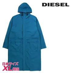 新品・未使用 ディーゼル DIESEL [XLサイズ相当] フーデッドロングコート メンズ オーバルDバックロゴ 薄手 ナイロン J-LUI-A