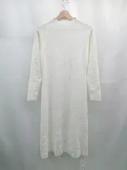 ◇ ⊇　美品 セゾン・ド・パピヨン トレンドブランド 長袖 ロング リブニットワンピース サイズM ホワイト系 レディース E  【1507160018849】