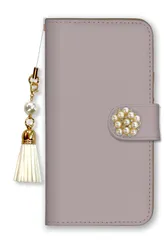 Google Pixel 4a (5G) ケース 手帳型 グーグルピクセル4a(5G) スマホケース パール デコ付き ストラップ付  くすみピンク ベージュ グレー 無地 可愛い 大人女子 かわいい おしゃれ カラー02