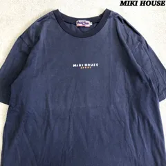 MIKI HOUSE 90s ショートスリーブTシャツ 半袖カットソー シングルステッチ ロゴプリント 0サイズ ネイビー ミキハウスのサムネイル