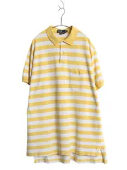 【お得なクーポン配布中!】 90s USA製 THE BIG SHIRT ポロ ラルフローレン ワイド ボーダー 鹿の子 半袖 ポロシャツ メンズ XL / ポケット付き ツートン 大きいサイズ