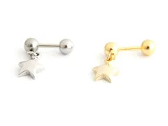 １８Ｇ軟骨ふっくらスター ボディピアス 軟骨ピアス 耳ピアス 片耳ピアス