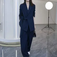 ☆ ネイビー ☆ L ☆ レディース スーツ フォーマル セットアップ パンツスーツ フォーマル セットアップ レディース 通勤 オフィス ビジネススーツ スーツ ビジネス レディーススーツ ママスーツ セレモニースーツ セレモニー ママ 2点セット