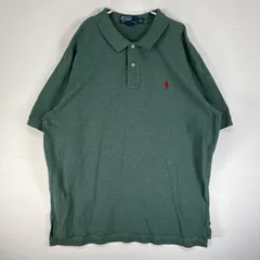 古着 90's/90年代 ポロバイラルフローレン Polo by Ralph Lauren 半袖 ポロシャツ ロゴ 刺繍 大きいサイズ 2ボタン XXL  グリーン 無地 メンズ