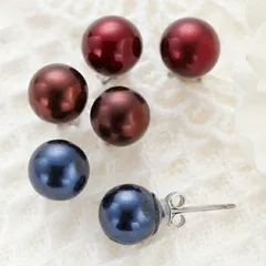 スタッドピアス レディース チタン製ポスト サージカルステンレスキャッチ カラーパール メタルボール マット シックなカラー シンプル 上品 華やか ラグジュアリー 8mm 8ミリ ハロウィン ブーツやバッグとカラー合わせ メール便 送料無料