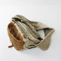 希少 エバゴス ebagos かごポケット ヘリンボーンリネン切替 ボディバッグ ベージュXナチュラル/ショルダーバッグ カゴ【2400014545777】