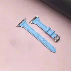 Apple Watch アップルウォッチ 本革レザーバンド ブルー 38 40 41 42 44 45 49mm 対応 牛革 ベルト ワンタッチ交換 全シリーズ対応