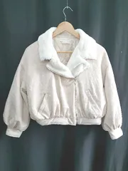 ◇ ⊇ MAJESTIC LEGON 中綿 フェイクムートン 長袖 ジャケット ブルゾン サイズS ベージュ レディース E  【1407100000333】