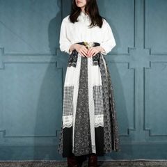 USA VINTAGE CRAZY PATTERNED HEAVY COTTON DESIGN ONG SKIRT/アメリカ古着クレイジーパターンデザインヘビーコットンロングスカート