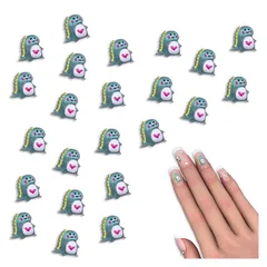 ネイルパーツ 恐竜 ハート 7ｍｍ 小さめ 緑 50個 アニマル キャラクター 生き物 ぷっくり ミニ カボション レジン デコパーツ アクセサリー ハンドメイド 手芸 パーツ BD4015