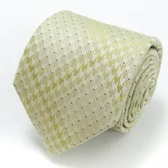 コムサメン ブランドネクタイ ドット チェック柄 格子柄 シルク 日本製 メンズ ベージュ COMME CA MEN 【中古】