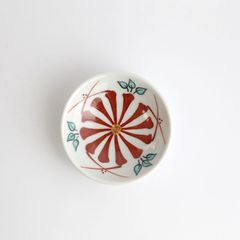 砥部焼・梅山窯赤絵花3寸皿