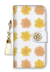 Google Pixel 5a (5G) ケース 手帳型 グーグルピクセル5a(5G) スマホケース パール デコ付き ストラップ付 北欧柄 花柄 フラワー お花 上品 大人 可愛い ブランド ホワイト ピンク ブルー カラー03