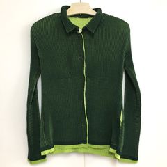 ISSEY MIYAKE イッセイミヤケ プリーツシャツ 長袖 サイズ2 グリーン × ライトグリーン 緑 黄緑 IM03FJ968 レディース 25a菊E
