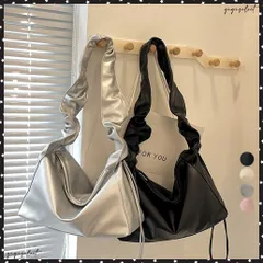 ギャザーショルダーバッグ ドロストバッグ レディース ドロストショルダーバッグ 2WAY ボディバッグ 軽量 大人カジュアル ワンショルダーバッグ フェイクレザー 大容量肩掛けバッグ 無地斜め掛けバッグ シルバーバッグ人気