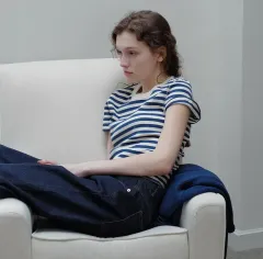 [ナッシングリトゥン] Pippa Stripe Rib T-Shirt☆送料込☆ Nothing Written(ナッシングリトゥン) ストライプ T シャツ