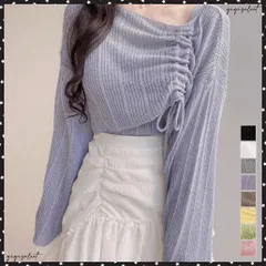 ドローストリング ニットアンサンブル春夏 レディース マルチリブニットトップス ニットキャミソール重ね着 きれいめ サマーニットセットアップ オフショルダーニット ニットブラウス春秋 おしゃれニットソー 大人可愛い服韓国風