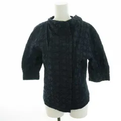 ビーシービージーマックスアズリア BCBGMAXAZRIA テーラードジャケット 七分袖 刺繍 比翼ボタン XXS 紺 ネイビー /KQのサムネイル