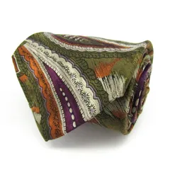 ピエールカルダン ブランド ネクタイ 総柄 ペイズリー 幾何学模様 シルク PO  メンズ カーキ Pierre Cardin 【中古】