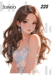 コラージュ素材　人物ステッカー　女の子　A6サイズ　5枚入り　シール　ノーカット　226
