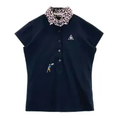 サイズ：L LE COQ GOLF ルコックゴルフ  半袖ポロシャツ 襟レオパード柄 ブラック系 [240101493817] ゴルフウェア レディース ストスト