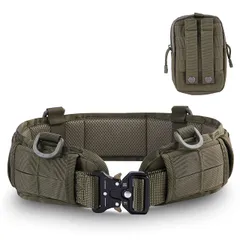 [J-HARK] タクティカルベルト モールシステム サバゲー ベルト MOLLE コブラバックル ポーチ セット (グリーン) [グリーン]