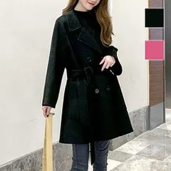 ミドル丈ピーコート レディース 10代 20代 30代 韓国ファッション 秋 冬 アウター 上着 羽織り 黒 ピンク 大人 カジュアル 暖かい