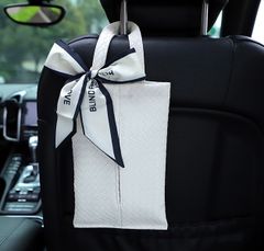 車 ティッシュケース 車用ティッシュケース 吊り下げ リボン 便利 アウトドア 後部座席 レザー おしゃれ かわいい ティッシュカバー