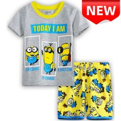 ✨新品✨ 新品 ミニオンズ パジャマ 半袖 上下セット 子供服 男の子 女の子 キッズ ルームウェア 部屋着 TODAY I AM 可愛い キャラクター 100 110 120 130 グレー イエロー キッズパジャマ 半袖パシャマ 春夏秋 コットン 綿
