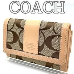 COACH コーチ シグネチャー 三つ折り財布 ベージュ ブラウン レザー コンパクトウォレット Y2K / COACH Signature Trifold Wallet Beige Brown Leather Compact Wallet  Vintage