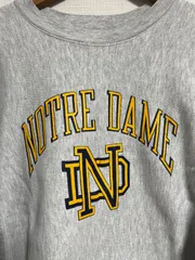 超良品 80's 刺繍タグ USA製 リバースウィーブ ビンテージ チャンピオン スウェット NOTRE DAME グレー S