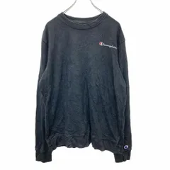 Champion ロゴ スウェット トレーナー Lサイズ チャンピオン 刺繍 ブラック 古着卸 アメリカ仕入 t2406-4078