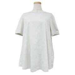 美品 theory luxe セオリーリュクス Tシャツ ライトグレー サイズ:38(M) 24春夏 コットン 異素材 コンビ  プリーツ Aライン クルーネックTシャツ Basalt Casley トップス カットソー 半袖【レディース】