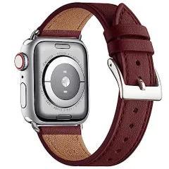 ワインレッドシルバーバックル_384041mm コンパチブル Apple Watch バンド アップルウォッチ バンド 本革製 レザー おしゃれバンド iWatch Ultra2Ultra Series 987654321SESE2に全機種対応 交換ベルト 男