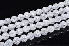 クラック水晶 64面カット　6mm　１連（約38cm） パワーストーン 天然石 _R5802-6