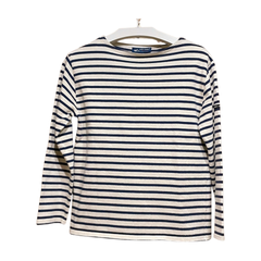 匿名配送 美品 セントジェームス SAINT JAMES ウェッソン 長袖Tシャツ サイズ36 レディースS-M相当 ボーダー 白 青 バスクシャツ ボートネック