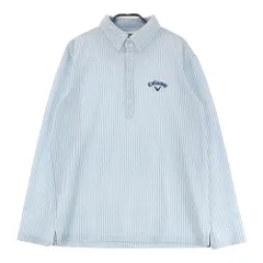 サイズ：L CALLAWAY キャロウェイ  長袖ポロシャツ ボタンダウン ストライプ柄 ブルー系 [240101534592] ゴルフウェア メンズ ストスト