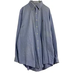 RALPH LAUREN 長袖 無地シャツ XL ブルー ラルフローレン ボタンダウン ワンポイントロゴ ビッグサイズ 古着卸 アメリカ仕入 a703-6422