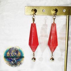 再販34 赤 フリンジ カラフル ピアス イヤリング タッセル オルテガ柄