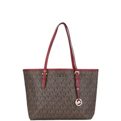 マイケルコース MKシグネチャー ブラウン レッド PVC レザー レディース Michael Kors【1-0213305】