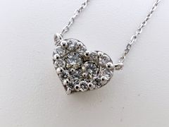 Ponte Vecchio ポンテヴェキオ PV ネックレス ハート ダイヤ 0.13ct K18 ホワイトゴールド 新品仕上げ