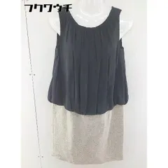 ◇ UNITED ARROWS バックジップ ノースリーブ 切替 リネン混 膝丈 ワンピース サイズ38 ブラック ベージュ レディース  【中古】 【1112010026693】