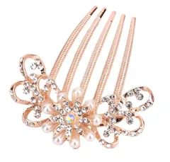 ［ドナリー］簪 櫛かんざし 髪飾り ヘアピン ヘッドドレス 髪留め ゴールド ウェディング パール ビジュー フォーマル 結婚式 披露宴 花嫁 着物 成人式 入学式 子供 発表会 普段使い レディース (蝶々結び) [蝶々結び]