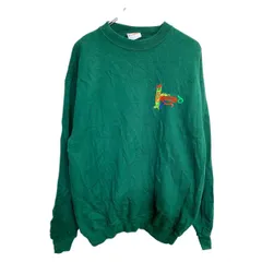 SANTEE ロゴスウェット トレーナー Ｌサイズ グリーン 刺繍 USA製 古着卸 アメリカ仕入 t2503-3157