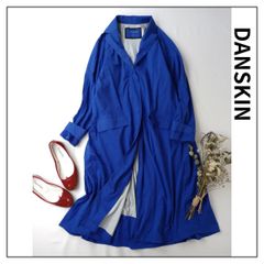 DANSKIN ダンスキン ALL WEATHER STRETCH COAT オールウェザー ストレッチ コート ロング テーラード ライトアウター 羽織 L ブルー 青 (80Y＋2915)26H☆