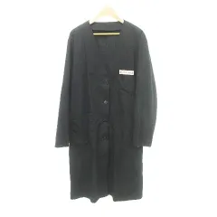 ラフシモンズ RAF SIMONS 美品 20SS ノーカラー ジャケット ロング 羽織 コットン RS-LAB イタリア製 46 約Mサイズ 黒 ブラックのサムネイル